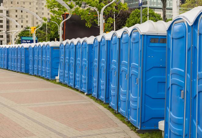 Seasonal porta potty units set up at a Lubbock, Texas venue