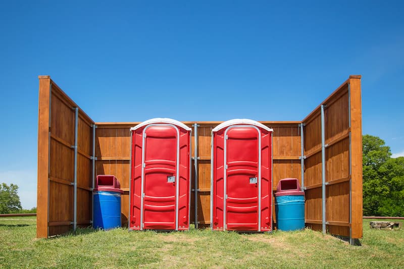 Short-term porta potty units staged for delivery in Lubbock, Texas